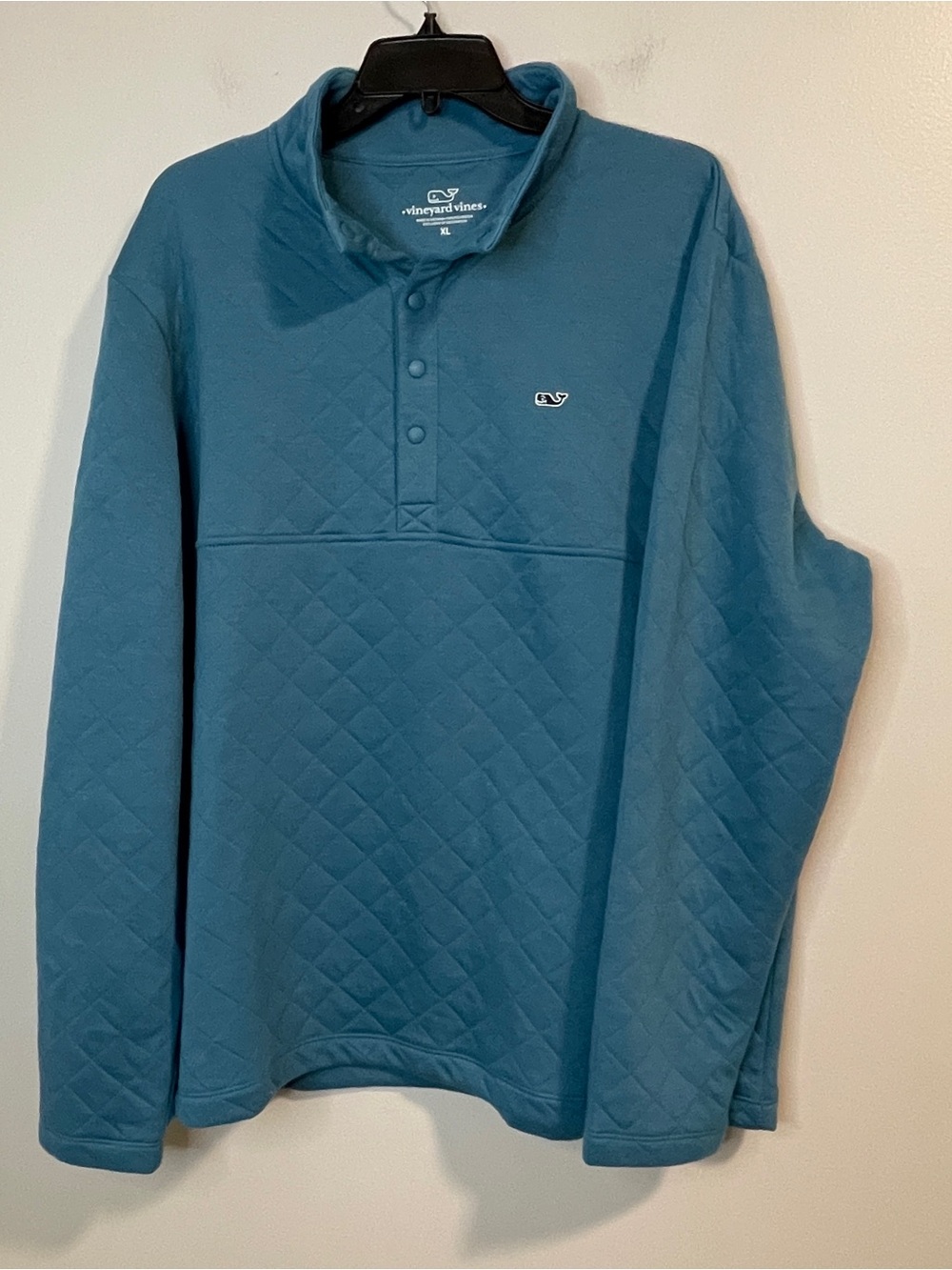 Vineyard Vines Diamond Quilted Snap Pullover - Teal Blue